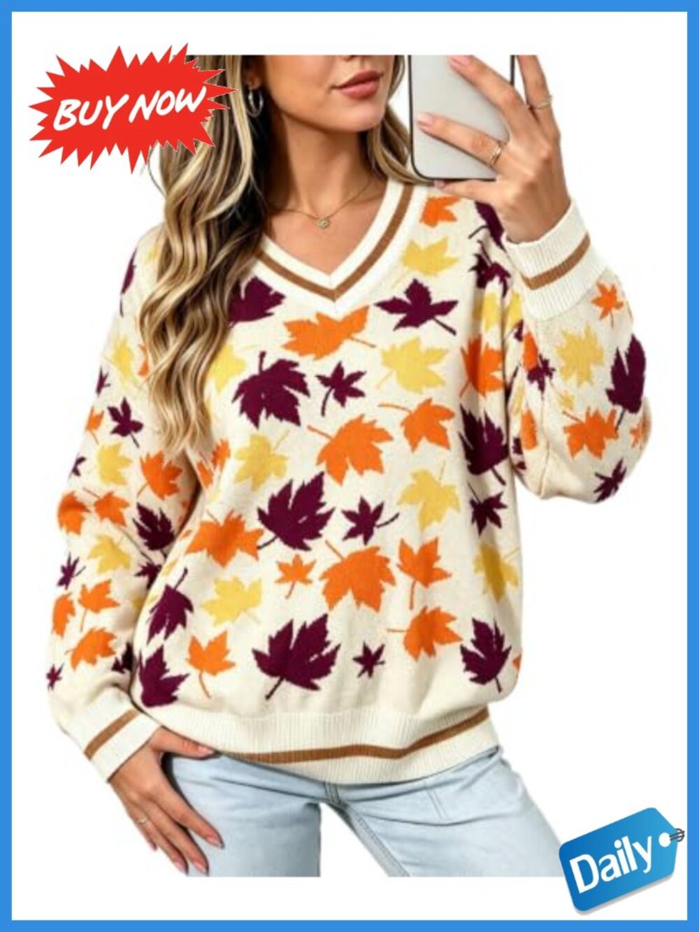 Womens Pumpkin Knit Sweater Cozy Fall Pullover Crew Neck Loose Fit Long Sleeve